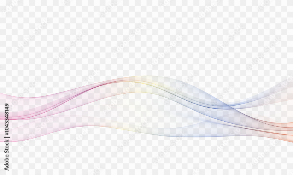 Obraz premium Iridescent undulating lines, the flow of transparent abstract wave.