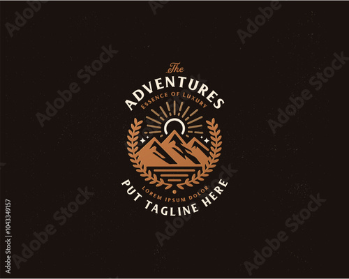 Set bundle badge mountain wild adventure outdoor logo template