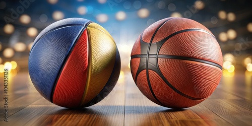Czech and German hoop dreams clash, blurring the lines in a bokeh haze. photo
