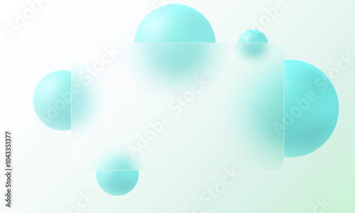 Background design template glass morphism transparent glass partition and floating spheres .