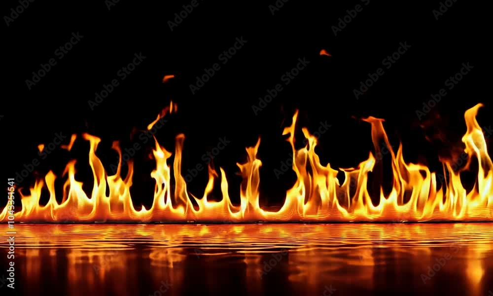 burning fire flames on dark background