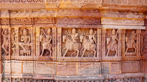 Carvings of Hindu deities on Shiv Temple II, Khandosan, Mehsana, Gujarat, India. photo