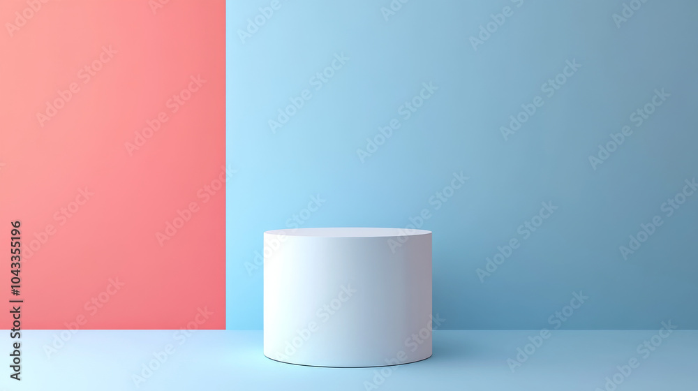 A simple, colorful background with a white cylinder podium. Perfect for showcasing products in a modern, minimalist style. A simple, colorful background with a white cylinder podium. Perfect for showcasing products in a modern, minimalist style.