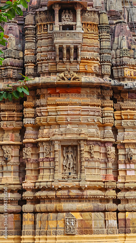 Backside carvings on Hatkeshwar Temple, Vadnagar, Mehsana, Gujarat, India. photo