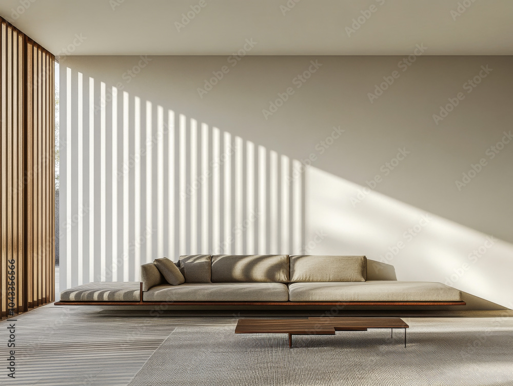 Modern minimalist living room with natural light and sleek furniture designed for comfort Modern minimalist living room with natural light and sleek furniture designed for comfort