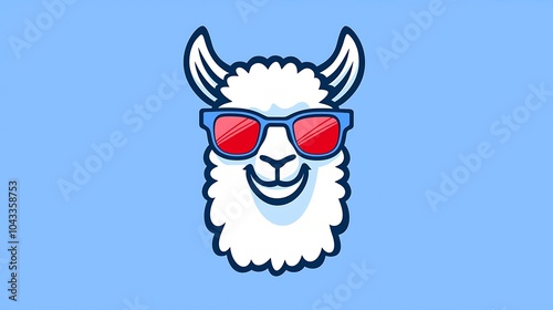 Happy Llama Wearing Sunglasses Illustration