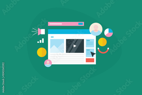 Website generating revenues from advertising, Website with Ad space making money online, Website ad revenue. Vector illustration concept banner.