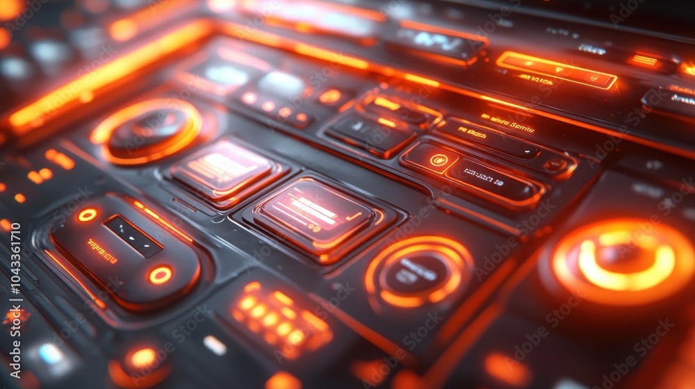 Obraz premium Futuristic control panel with glowing interfaces and high-tech design