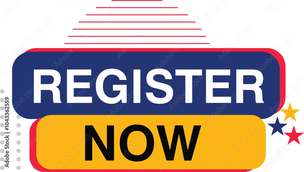 Obraz premium Register Now Slogan Web Banner Template sign up Book Now Entry Symbol
