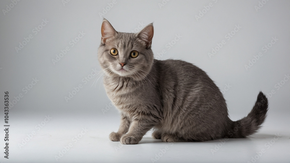 Obraz premium cute grey cat with white background 
