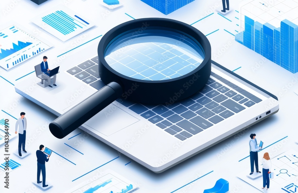 Obraz premium Isometric Visualization of Data Analysis and Visualization in Business