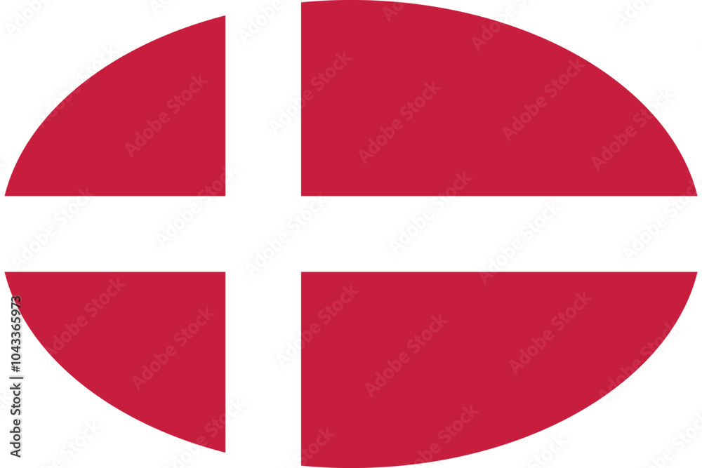 Fototapeta premium Oval shaped national flag of the European country of DENMARK
