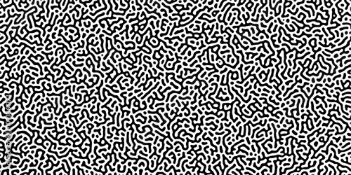 Organic seamless patterns with rounded lines Diffusion reaction background. Monochrome background of natural organic forms motion. Overlay template abstract Turing organic wallpaper background.