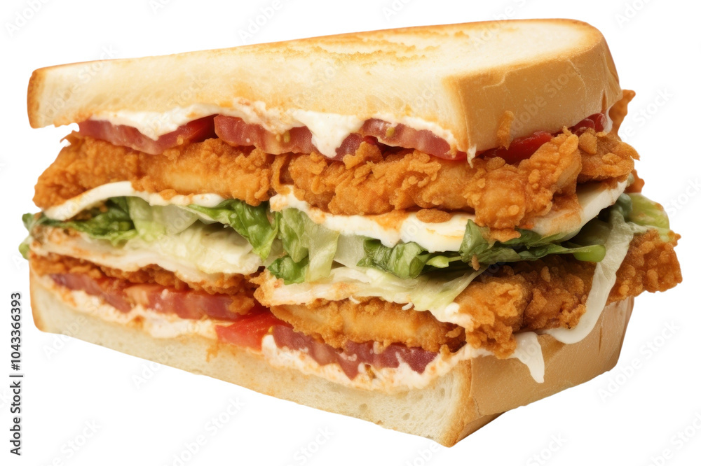PNG A fried sandwich food meal white background. PNG A fried sandwich food meal white background.