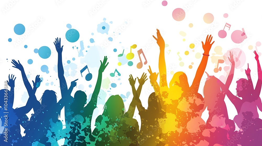 Lively Music Celebration in Vibrant Colors Lively Music Celebration in Vibrant Colors