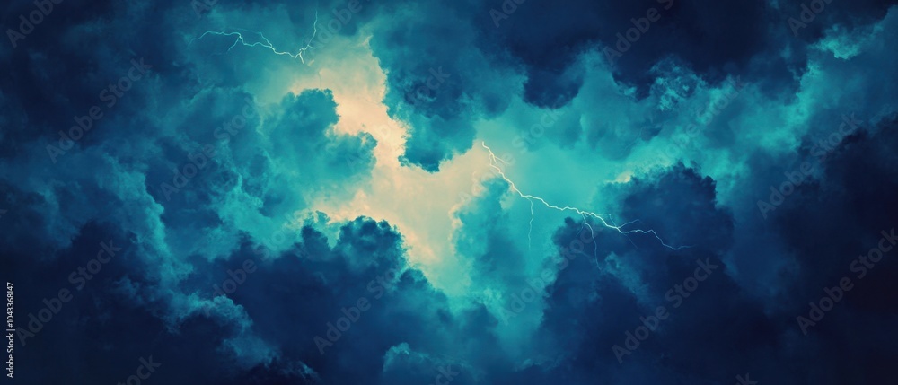 Fototapeta premium Dramatic Blue Storm Clouds Over Dark Landscape