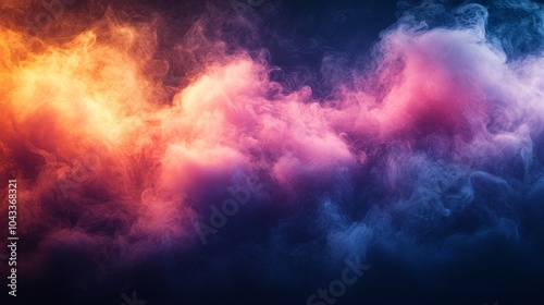 In this abstract gradient background, pink and blue neon light streaks are adorned with white dots.