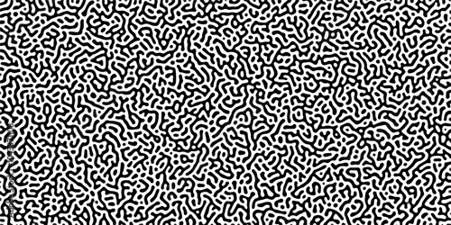 Organic seamless patterns with rounded lines Diffusion reaction background. Monochrome background of natural organic forms motion. Overlay template abstract Turing organic wallpaper background.