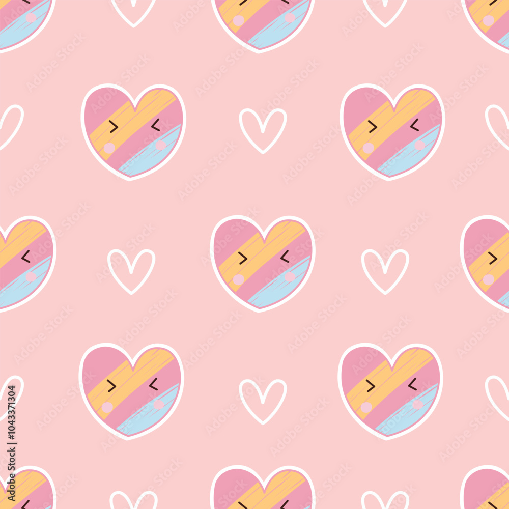 Seamless patterns with heart on pink background. design used for fabric, newborn apparel, textiles, and wallpaper vector illustration. Seamless patterns with heart on pink background. design used for fabric, newborn apparel, textiles, and wallpaper vector illustration.