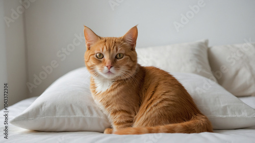 cute orange cat with white background