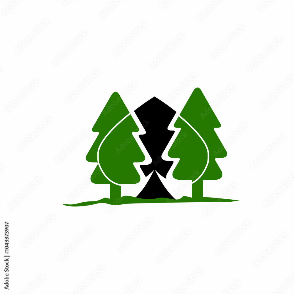 Fototapeta premium Pine tree logo design with ace of spades.