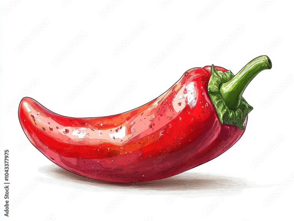 isolation of a bright jalapeno pepper against a white background, highlighting its vibrant color and unique shape, perfect for culinary design and food-focused illustrations