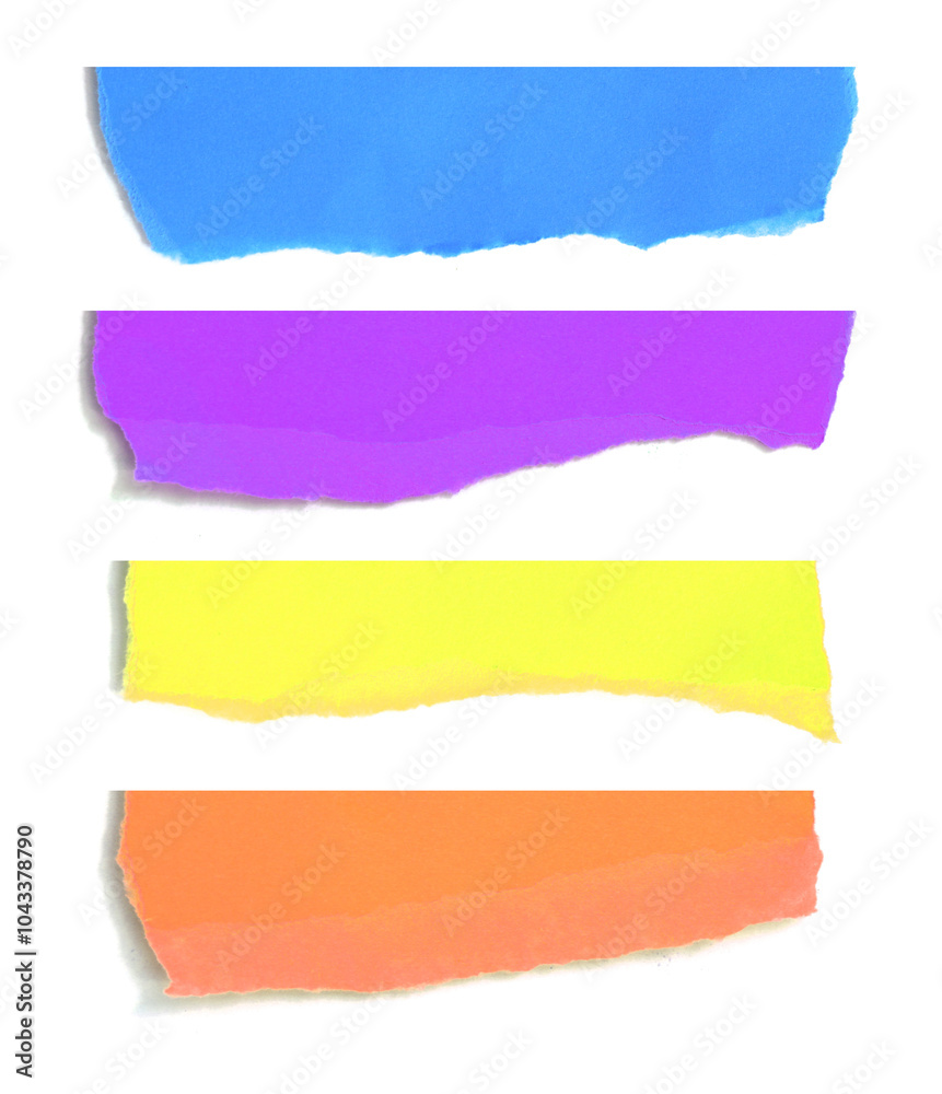 Set of ripped paper on white background, copy space for your text. Set of ripped paper on white background, copy space for your text.