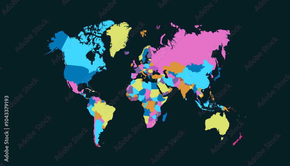 Obraz premium World map. Color modern vector map. Silhouette map.