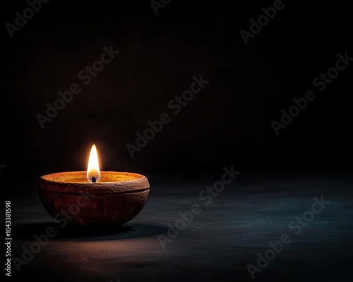 A single illuminated oil lamp casting a warm glow against a dark background, symbolizing light and hope.