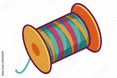 Vector illustration of a spool of yellow thread