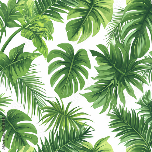 Beautifil Palm Tree Leaf Silhouette Seamless Pattern Background Vector Illustration