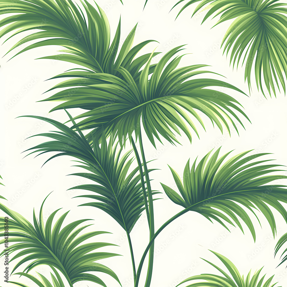 Beautifil Palm Tree Leaf Silhouette Seamless Pattern Background Vector Illustration