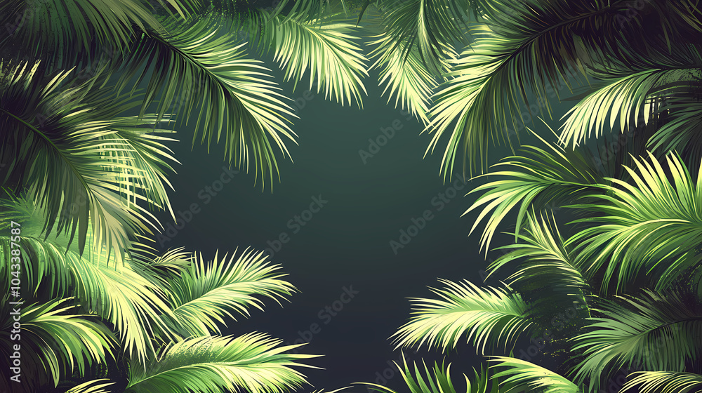 Obraz premium Beautifil Palm Tree Leaf Silhouette Seamless Pattern Background Vector Illustration
