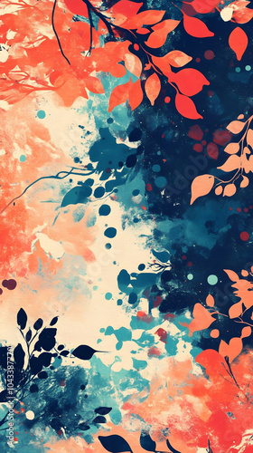 Abstract floral swirl pattern in red and purple with seamless texture and decorative elements