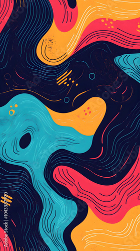 Abstract floral swirl pattern in red and purple with seamless texture and decorative elements