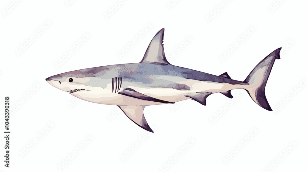 Watercolor shark on a white background. Scary jaws and angry sharks swimming in the ocean. Inhabitant in the waters of the oceans. Vector illustration Watercolor shark on a white background. Scary jaws and angry sharks swimming in the ocean. Inhabitant in the waters of the oceans. Vector illustration
