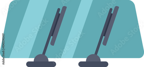 Illustration of windshield wiper blades keeping a clean windscreen, on a white background