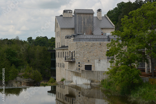 Elora grist Mill. Originally built in the 19th century above the thundering falls of the Grand River and Elora Gorge  photo