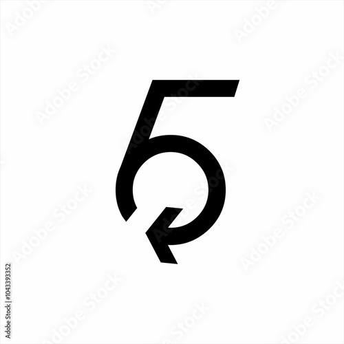 Design a logo of the number 5 or 6 with a rotating arrow.