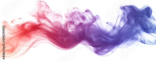 Vibrant Purple and Pink Abstract Smoke Waves on white and transparent background.