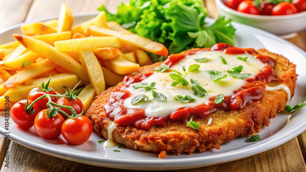 Milanesa a la Napolitana: Argentina's cheesy, tomato-rich breaded cutlet delight. Milanesa a la Napolitana: Argentina's cheesy, tomato-rich breaded cutlet delight.
