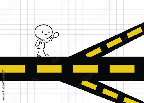 Finding career path or success route, analyze to make decision choices, discover opportunity way, directions or pathway to success concept