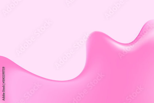 Fluid pink lip balm texture, abstract flowing organic bubble gum blob form. Aesthetic background with copy space. Fluid smooth fluids like gel, collagen, serum texture. Beauty presentation, banner