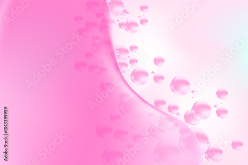 Fluid pink lip balm texture, abstract flowing organic bubble gum blob form. Aesthetic background with copy space. Fluid smooth fluids like gel, collagen, serum texture. Beauty presentation, banner