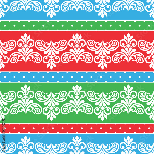 Vector seamless border in Victorian style. Vintage ornamental template with pattern. Islam, turkish, Indian, Arabic