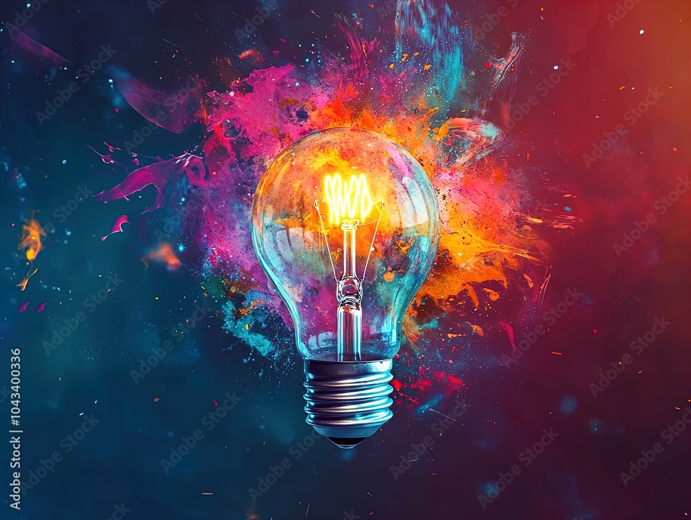 Illuminate Your Space: A Vibrant Light Bulb Poster with Colorful Paint Splashes - Perfect for Inspiring Creativity and Innovation in Any Sports or Creative Environment! Illuminate Your Space: A Vibrant Light Bulb Poster with Colorful Paint Splashes - Perfect for Inspiring Creativity and Innovation in Any Sports or Creative Environment!
