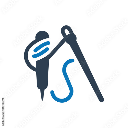 Sewing Needle And Thread Icon on white background