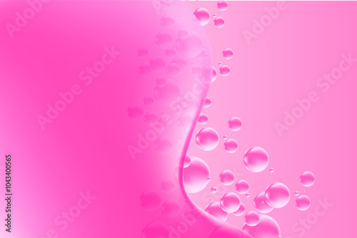 Fluid pink lip balm texture, abstract flowing organic bubble gum blob form. Aesthetic background with copy space. Fluid smooth fluids like gel, collagen, serum texture. Beauty presentation, banner