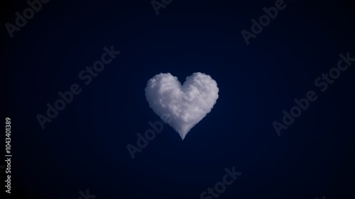 heart shaped cloud on dark blue night sky