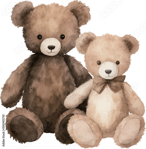 two teddy bears isolated on white